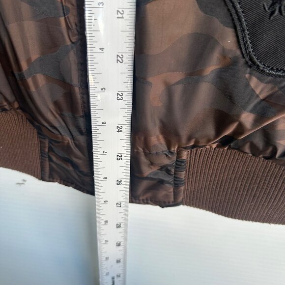 XRAY Jeans Brown Camouflage Bomber Jacket W/ Faux Fur Collar & Patches Size M - Picture 8 of 13